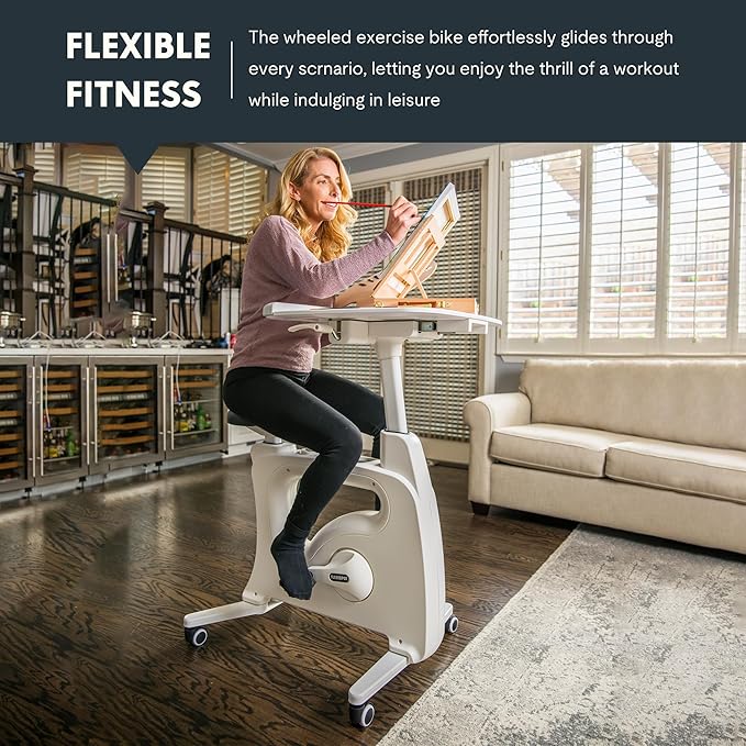 FLEXISPOT Exercise Bike with 2D Desktop, Space Saving Under Desk