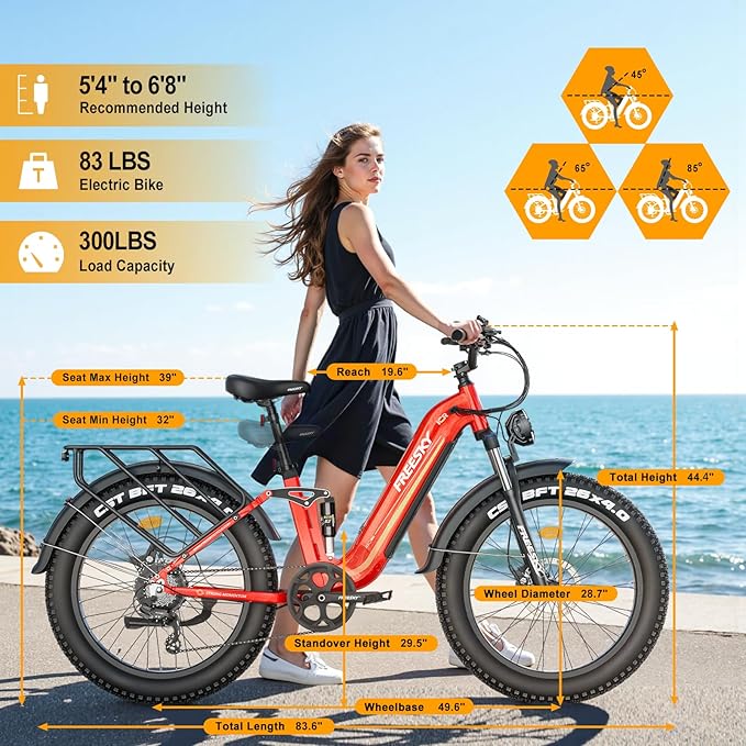 FREESKY Electric Bike for Adults,105mile Long Range Ebike