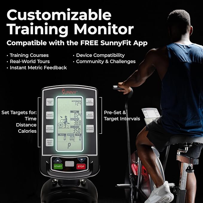 Sunny Health & Fitness Premium Smart Cross-Training Fan Bike