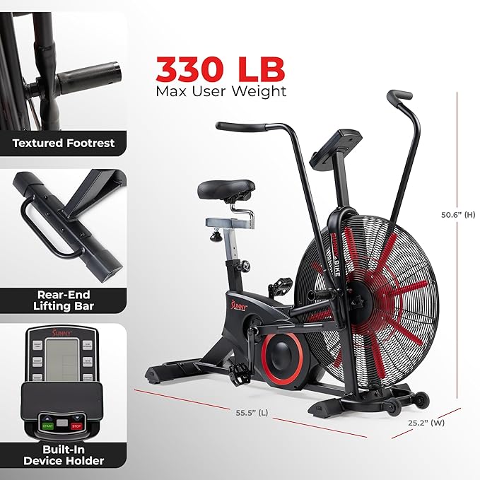 Sunny Health & Fitness Premium Smart Cross-Training Fan Bike