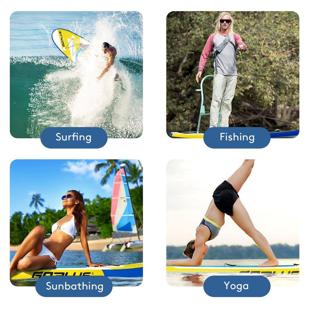 132 In. Inflatable Stand up Paddle Board 6 Ft. Ft. Thick W/Leash Backpack Aluminum Paddle