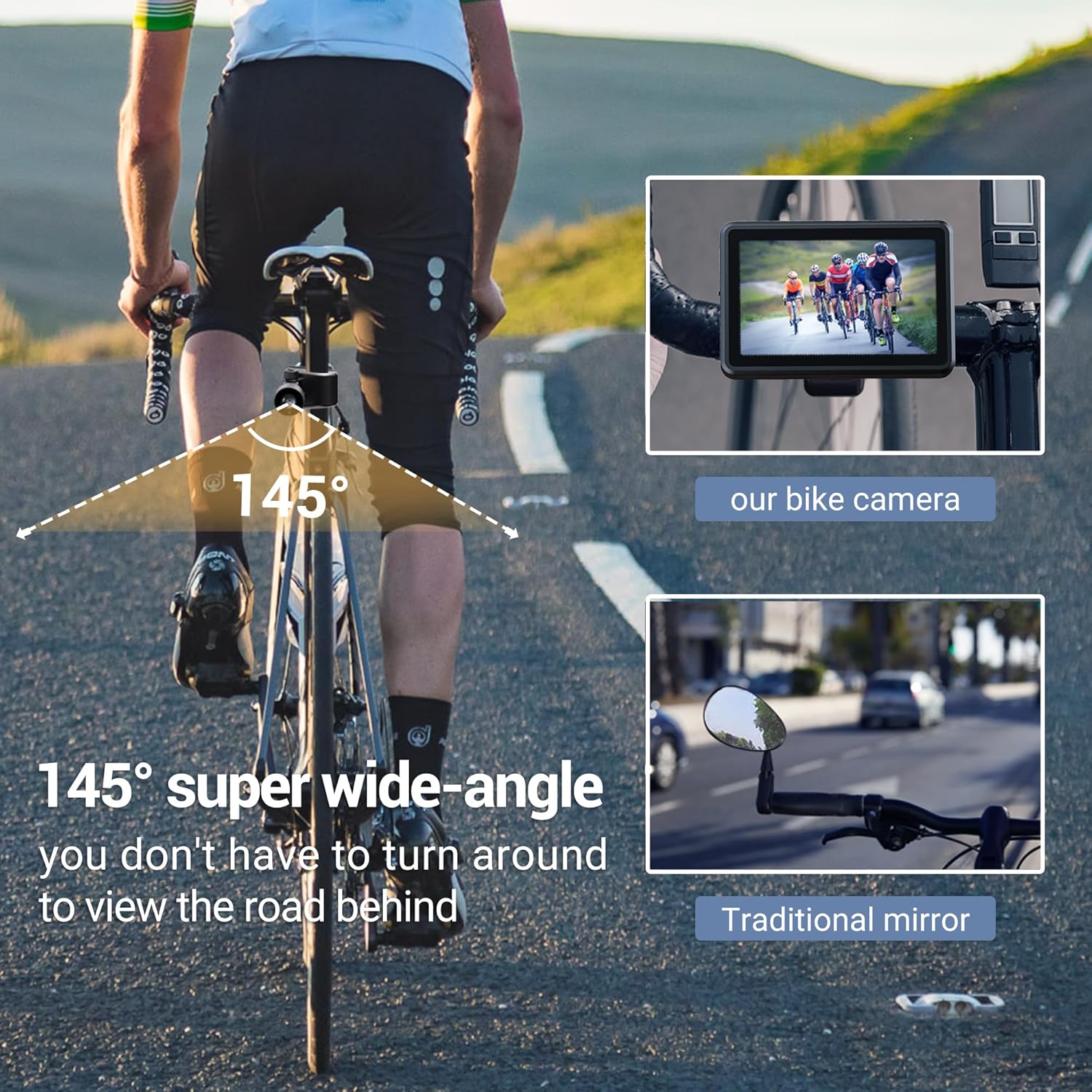 FEISIKE Webcam Handlebar Bike Mirror View Vision And Compatible With Vision And Adjustable Rear View