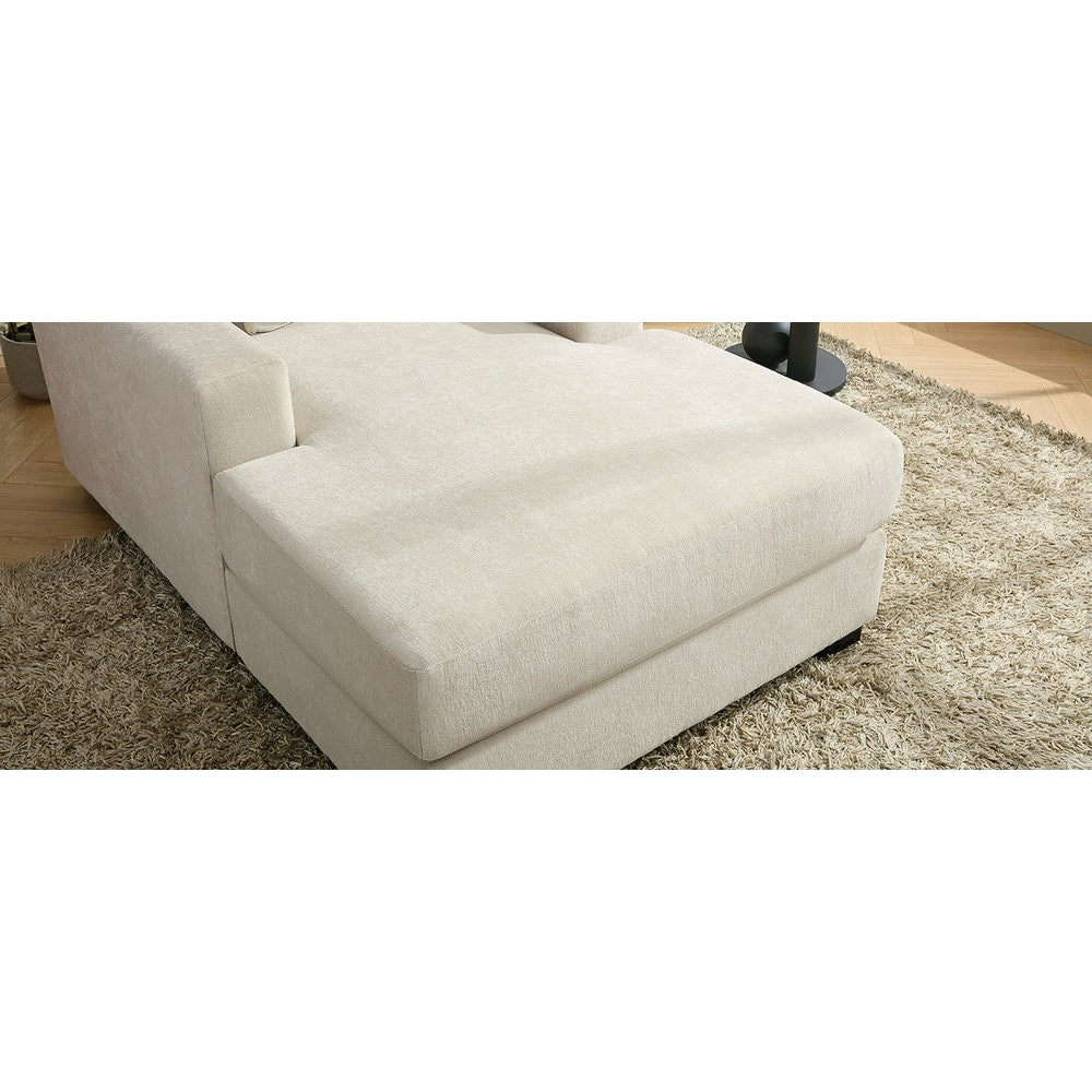 39.7" Oversized Chaise Lounger Modern Style Sofa Couch ,with Pillows, Charge Station & Cup Holders, Chenille Fabric, Cream