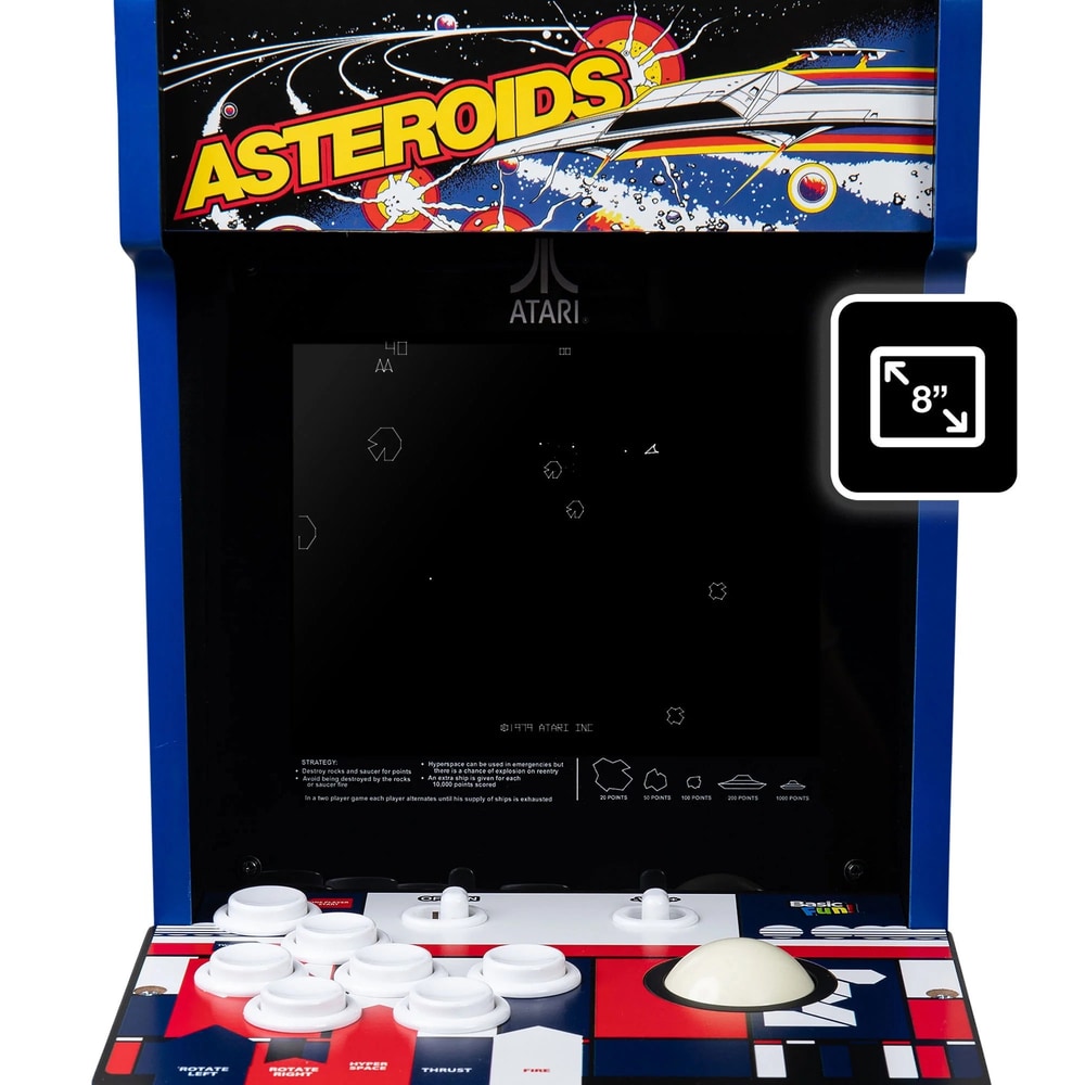Arcade Classics Atari Asteroids Counter Series Game Machine with 8" Screen and 5 Games