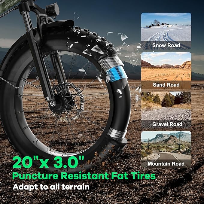 Foldable Electric Bike for Adults, 30+MPH, 48V 20Ah