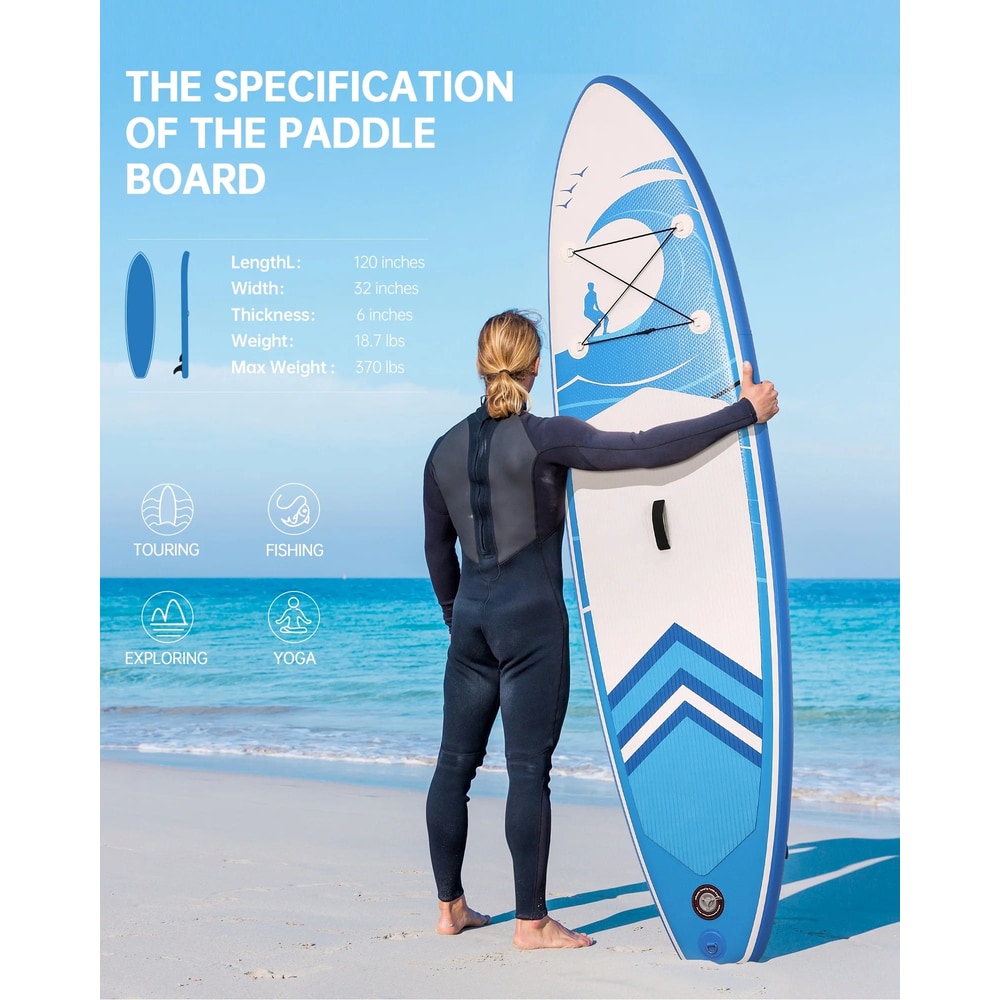 Inflatable Paddle Board Stand up Paddle Board 6 in Thick with Sup Accessories and Carry Bag and Fast Pumping for Adults and Youth