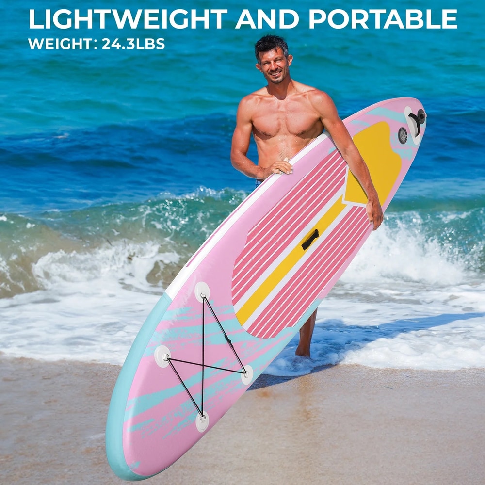11' Inflatable Stand up Paddle Board 6" Thick with Premium SUP Paddle Board Accessories for All Skill Levels , Pink