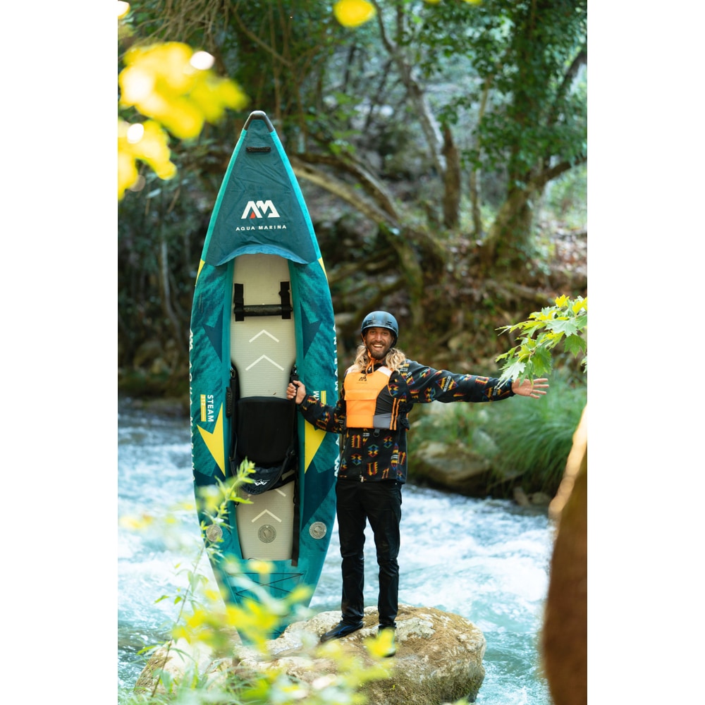Aqua Marina STEAM 10'3" Inflatable Whitewater Kayak | 1-Person, Drop-Stitch Floor, Class III Ready