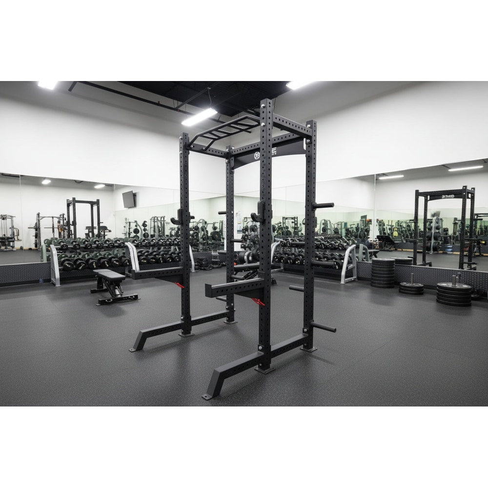 Commercial Squat Rack w/ Safety Bars, J-Hooks & Weight Storage (New)