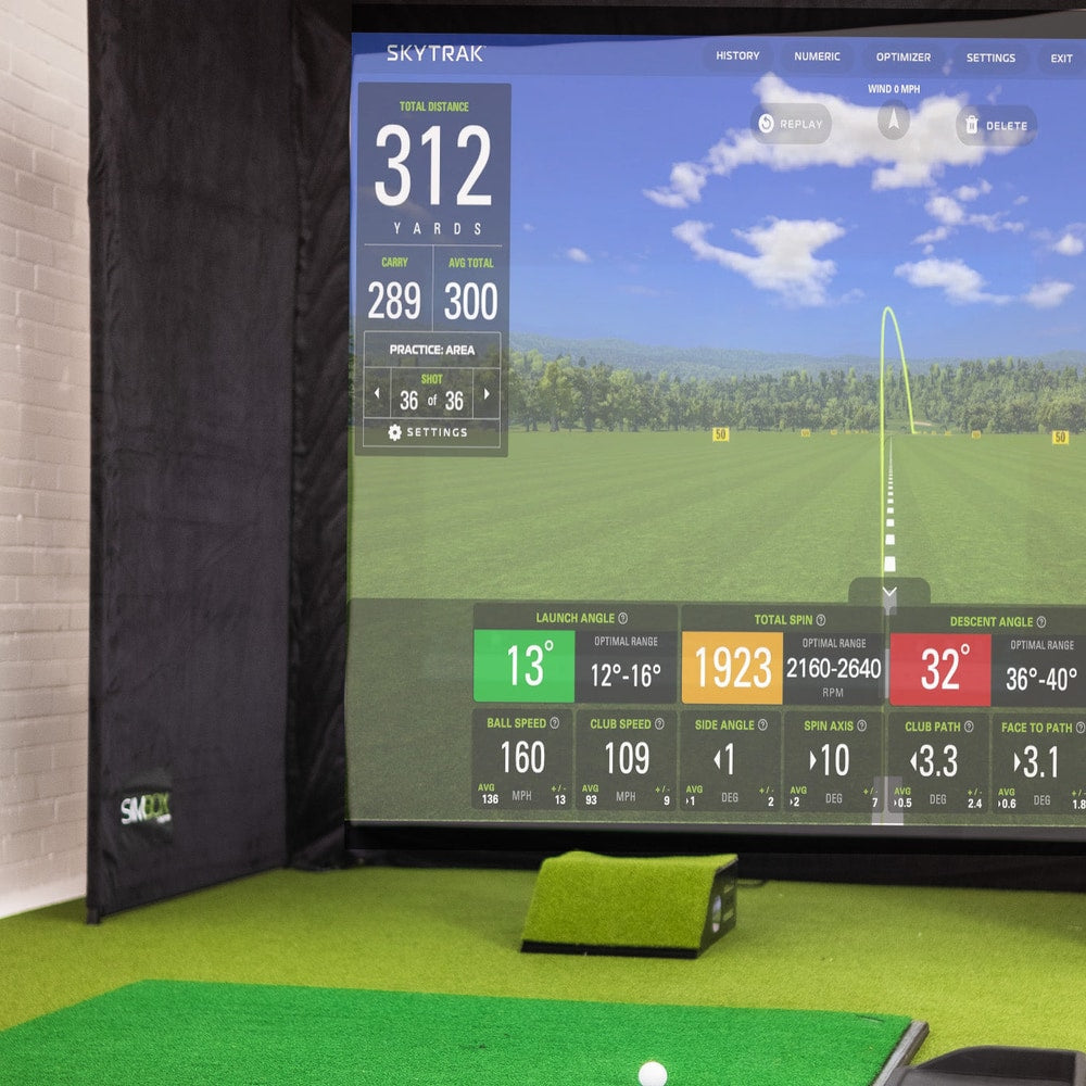 SimBox Golf Simulator Enclosure - 7 sizes, Pro + Impact Screen and Frame INCLUDES FREE SIDE BARRIERS