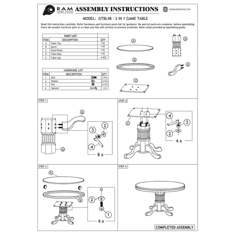 RAM Game Room 48" 2 IN 1 GAME TABLE