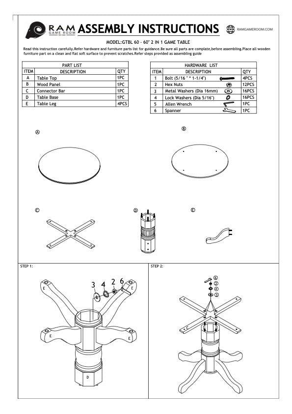 RAM Game Room 60" 2 IN 1 GAME TABLE