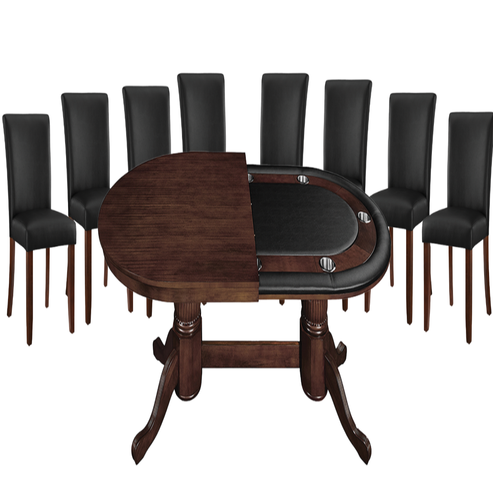 RAM Game Room 84" TEXAS HOLD'EM GAME TABLE x 8 DINING/GAME CHAIRS (Comes With Dining Top)