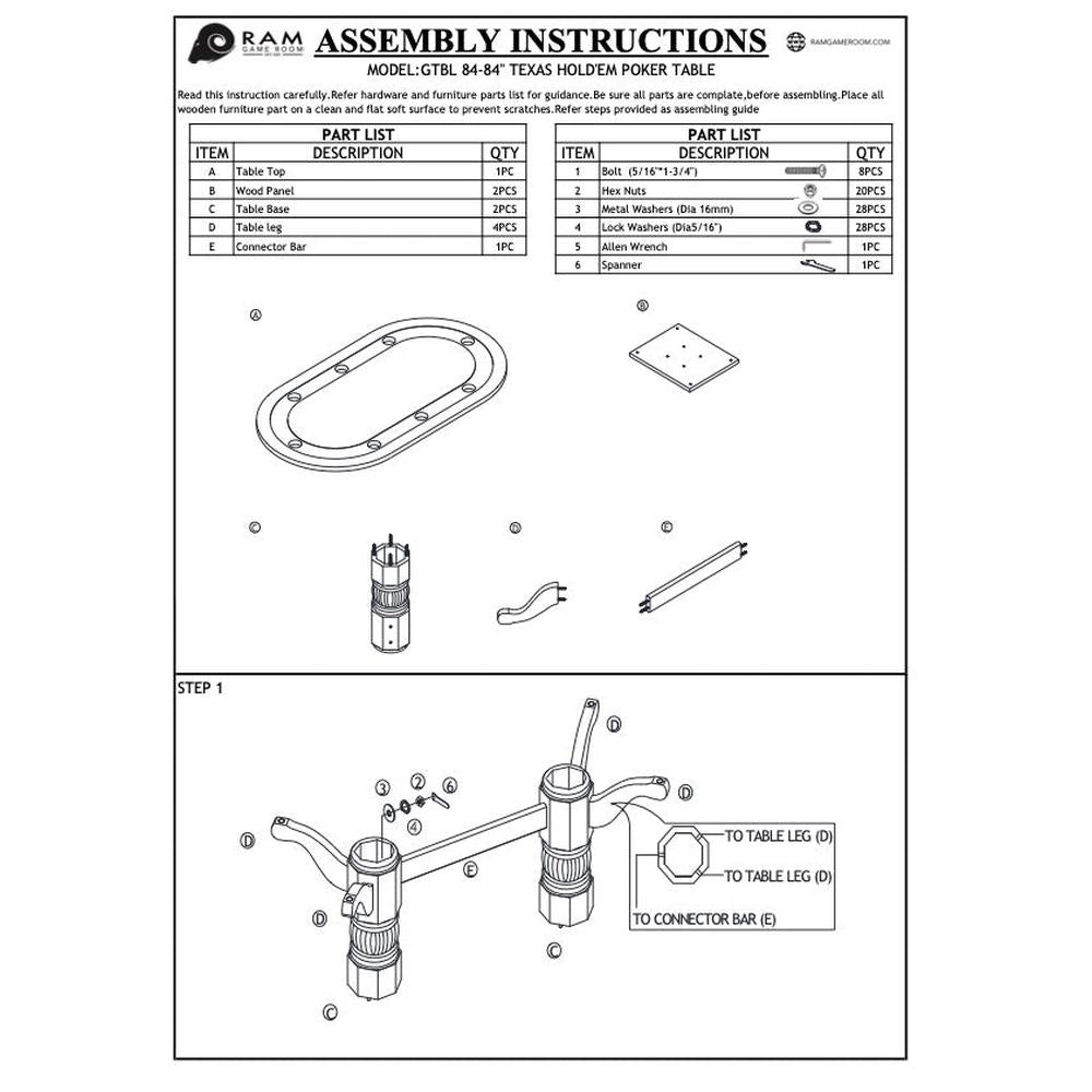 RAM Game Room 84" TEXAS HOLD'EM GAME TABLE