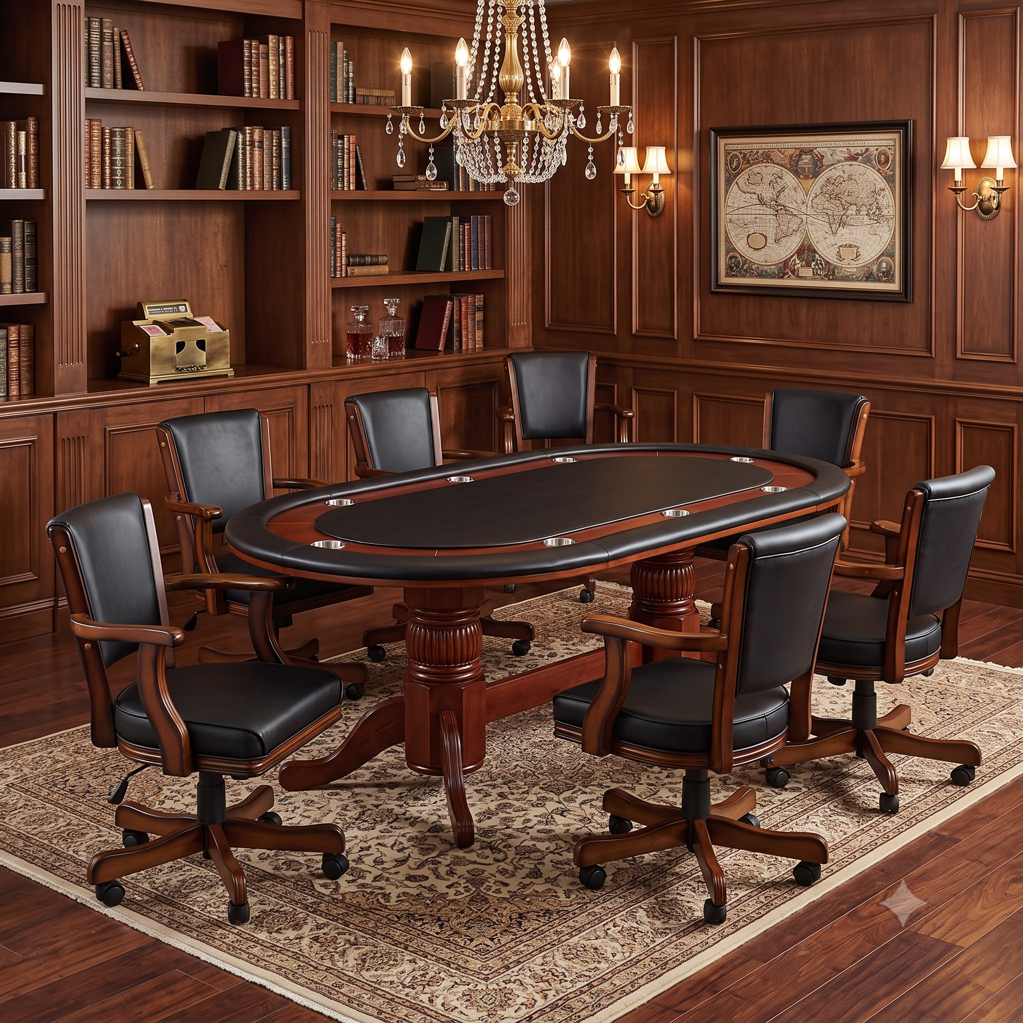 RAM Game Room 84" TEXAS HOLD'EM GAME TABLE x 8 SWIVEL CHAIRS (Comes With Dining Top)