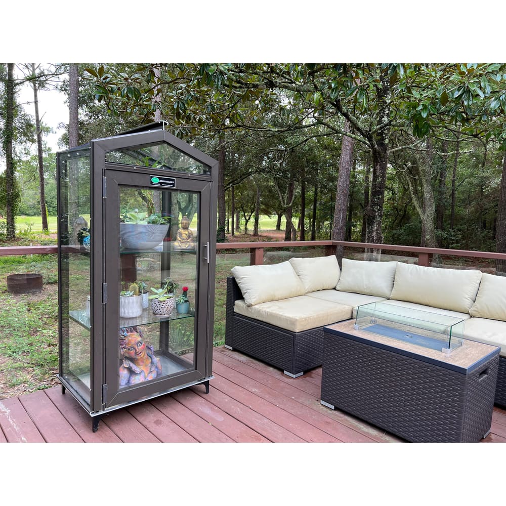 Janco Garden Curio Indoor/Outdoor Mini Greenhouse Cabinet | Aluminum Frame, Glass or Lexan, Lifetime Warranty