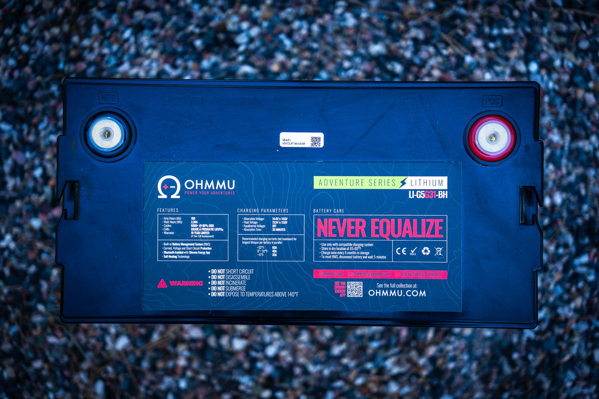 OHMMU Adventure Series Group 31 12V 180Ah Lithium Deep Cycle Battery | LiFePO4, Bluetooth, Self-Heating