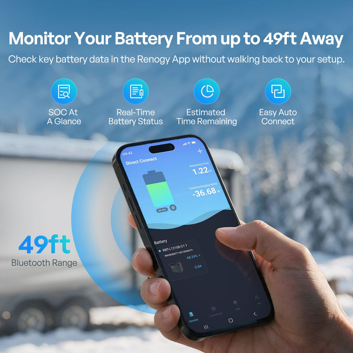 Renogy Reserve Mini Smart 12V 100Ah LiFePO4 Battery - view 4