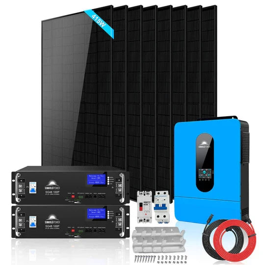 SunGold Off-Grid Solar Kit | 6.5kW or 8kW Split-Phase 120V/240V Inverter, 10.24-20.48 kWh LiFePO4