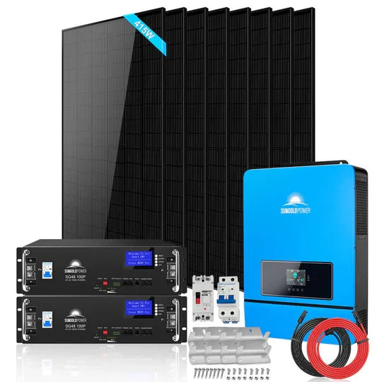 SunGold Off-Grid Solar Kit | 6.5kW or 8kW Split-Phase 120V/240V Inverter, 10.24-20.48 kWh LiFePO4
