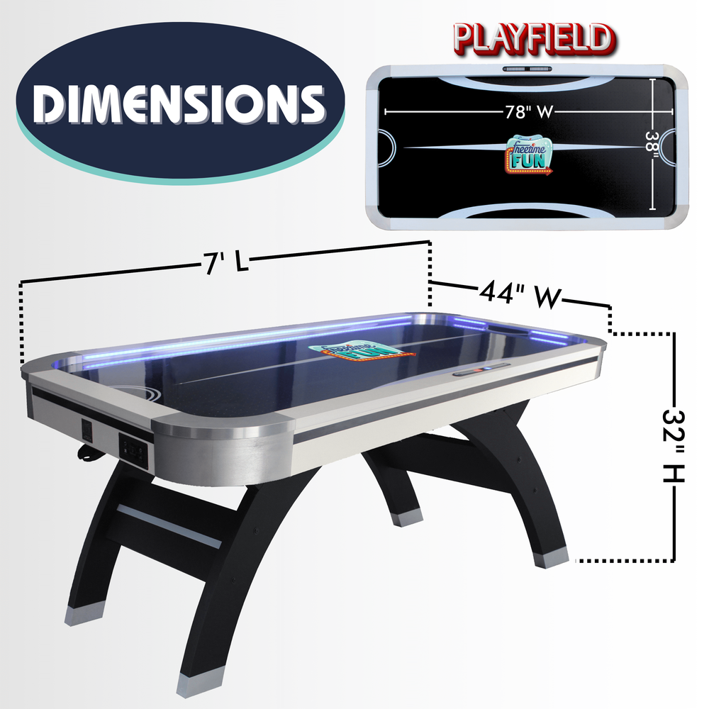 Air Hockey Table 7 Ft Game Table for Adults Light up - Full Size Arcade Air Powered Indoor LED Hockey Table for Game Room W/ Modern Design, Pucks, Paddles - SKU RA1000