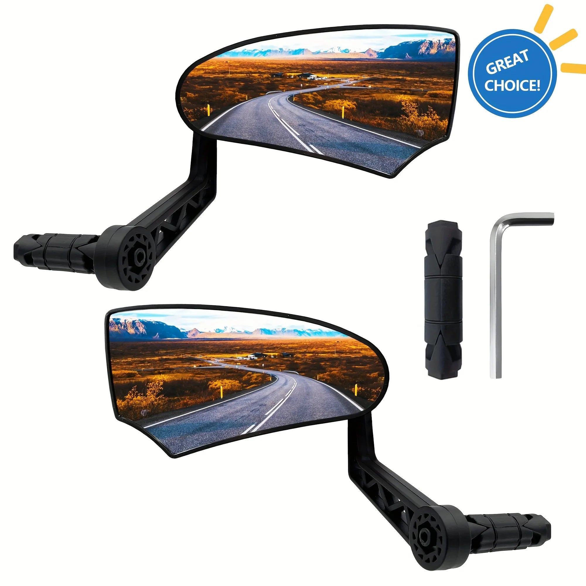 Bike Mirror, HD Glass Bicycle Mirrors for Handlebar Mount, Adjustable Bar End Bike Rear View Mirror, Scratch Resistant Handlebar