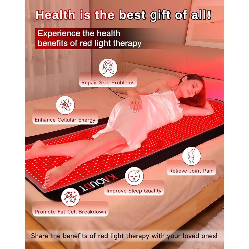 72"X33.3" Medical-Grade TPU Red Light Therapy Mat for Full Body Pain Relief, FSA&HSA Eligible Infrared Light Therapy Blanket for Home Use