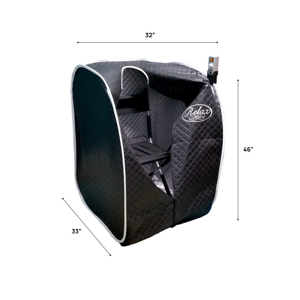 Relax Black Pro Portable Far Infrared Sauna | Dual FIR System, Silver-Lined Tent, Fast Heat-Up