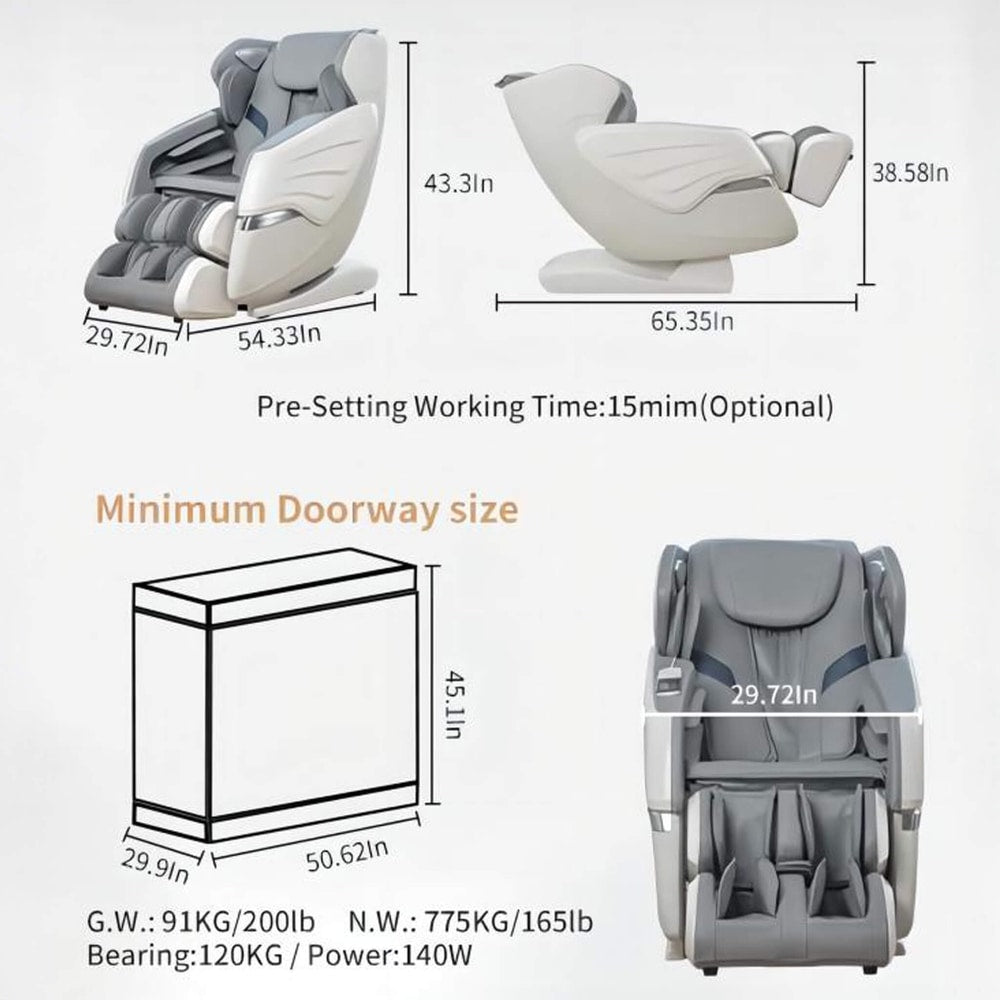 Bosscare Premium Full Body Zero Gravity Massage Chair With Ai Voice And App Control, Gray (SAK35970)