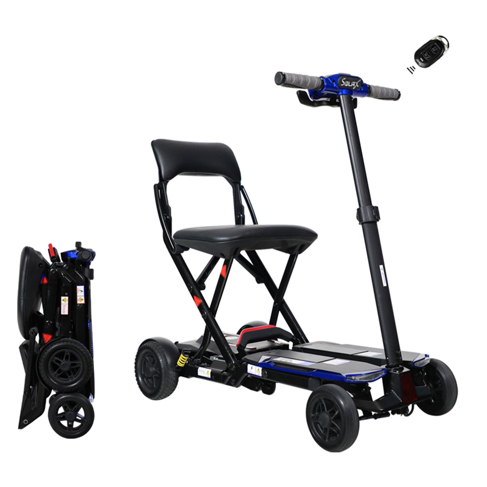 Mobility Scooter Folding Electric Blue 275 LB 10 Mile ABS Aluminum 38x18 In