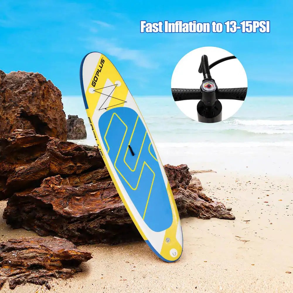 132 In. Inflatable Stand up Paddle Board 6 Ft. Ft. Thick W/Leash Backpack Aluminum Paddle