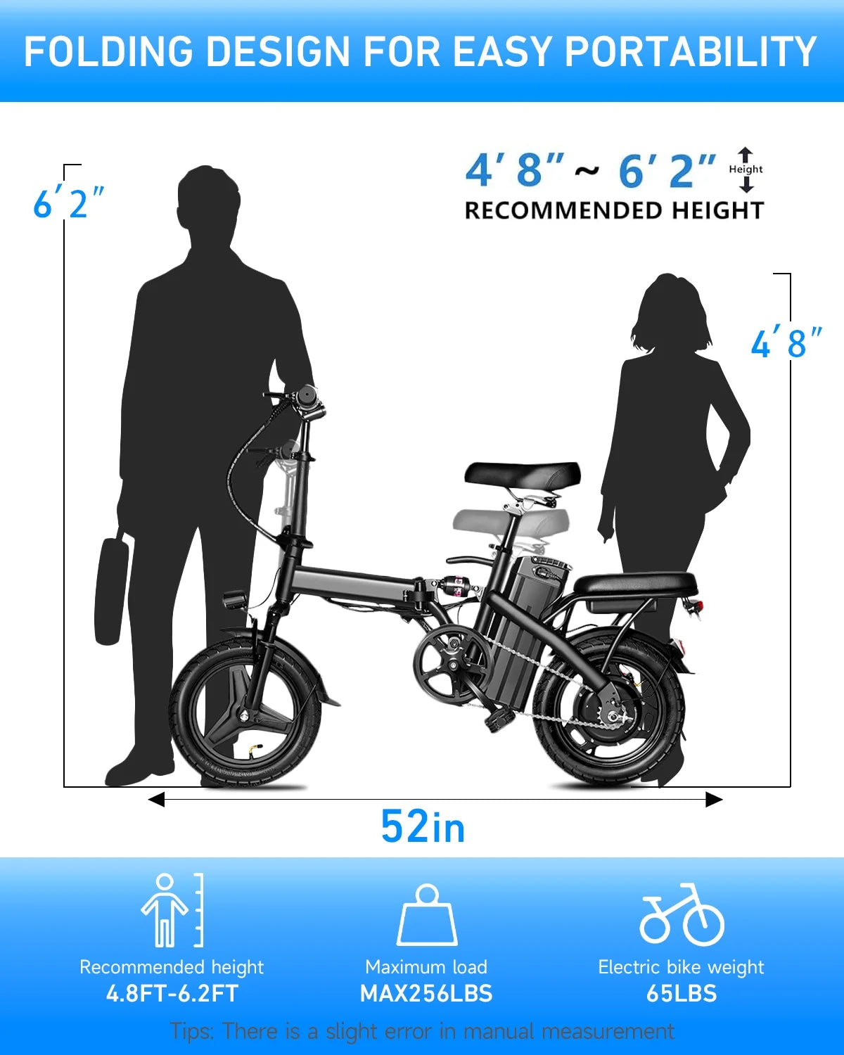 Electric Bike for Adults, Ebike, Electric Bicycle with 48V 12AH Remove Battery,14" Folding Ebike, 21MPH,20+ Miles(Max),500W High Motor,Multi-Shock Absorption,Commuting Mini E Bikes,Ul2849