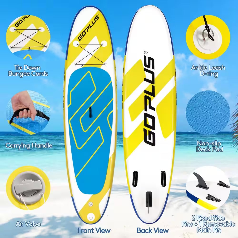 132 In. Inflatable Stand up Paddle Board 6 Ft. Ft. Thick W/Leash Backpack Aluminum Paddle
