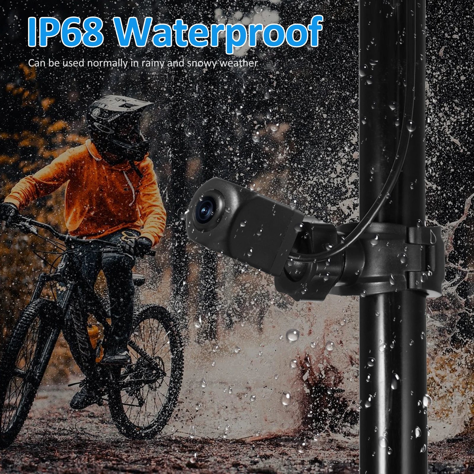 Handlebar Bike Mirror, 1080P Rechargeable Bicycle Rear View Camera with 4.3'' Monitor Night Vision 150° Wide Angle View