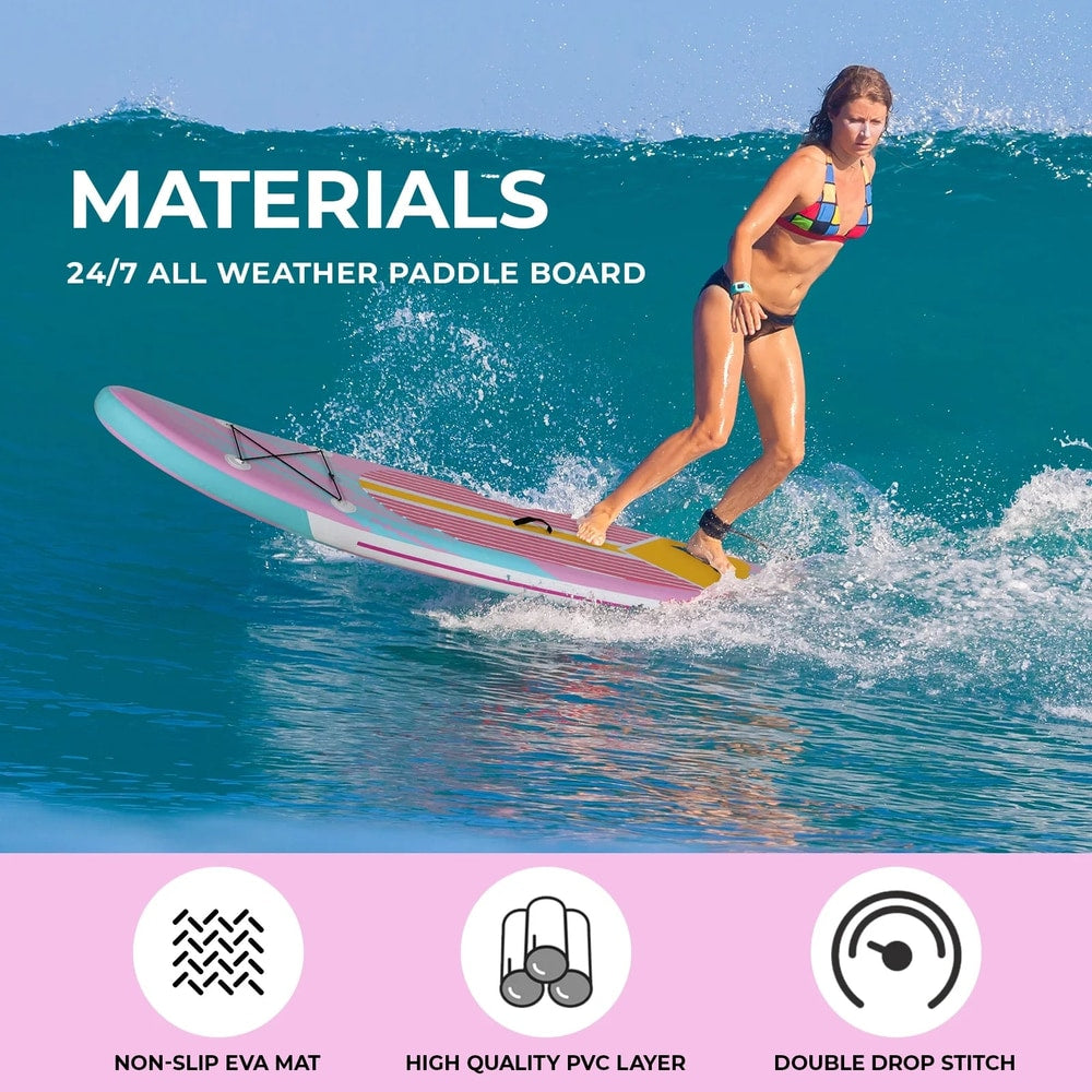 11' Inflatable Stand up Paddle Board 6" Thick with Premium SUP Paddle Board Accessories for All Skill Levels , Pink
