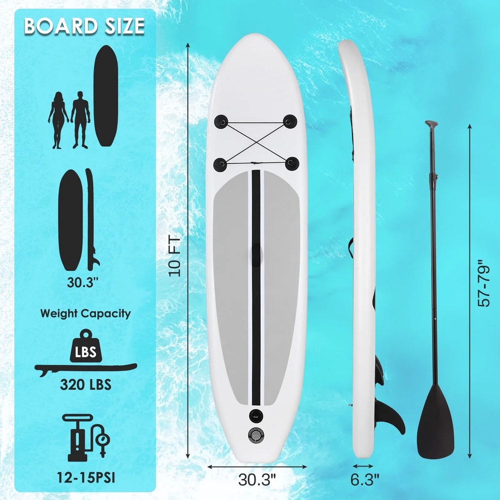 10FT Inflatable Stand up Paddle Board, Paddleboard with Premium SUP Accessories for All Skill Levels, Non-Slip Deck