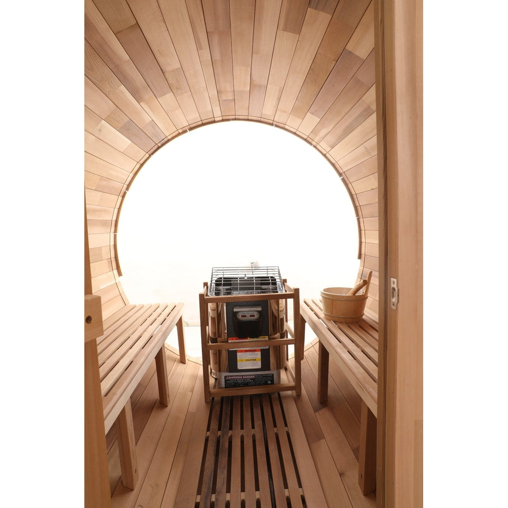 Blisspod | Prague | Canadian Red Cedar Outdoor Steam Barell Sauna | Full Glass Back