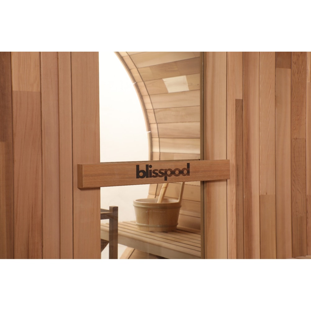 Blisspod | Prague | Canadian Red Cedar Outdoor Steam Barell Sauna | Full Glass Back