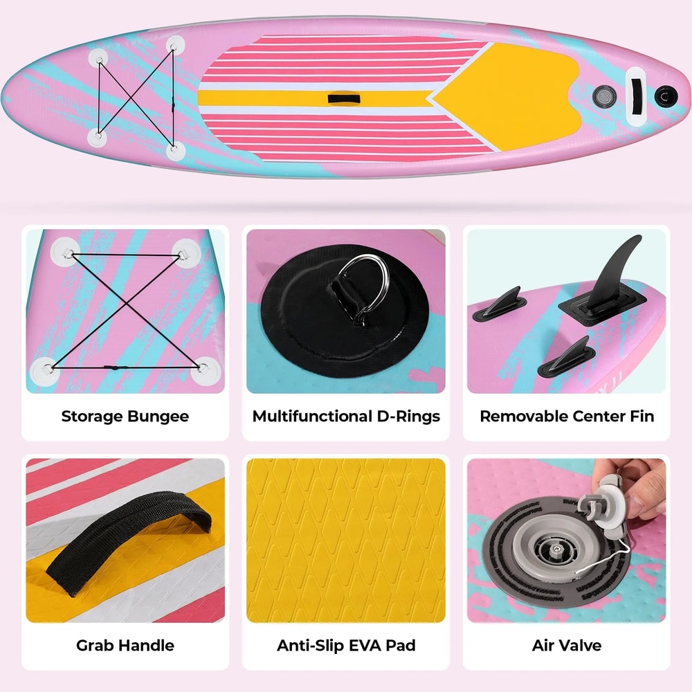 11' Inflatable Stand up Paddle Board 6" Thick with Premium SUP Paddle Board Accessories for All Skill Levels , Pink