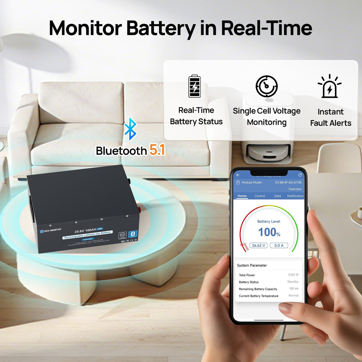ECO-WORTHY 24V 100Ah Metal Case LiFePO4 Battery - view 6