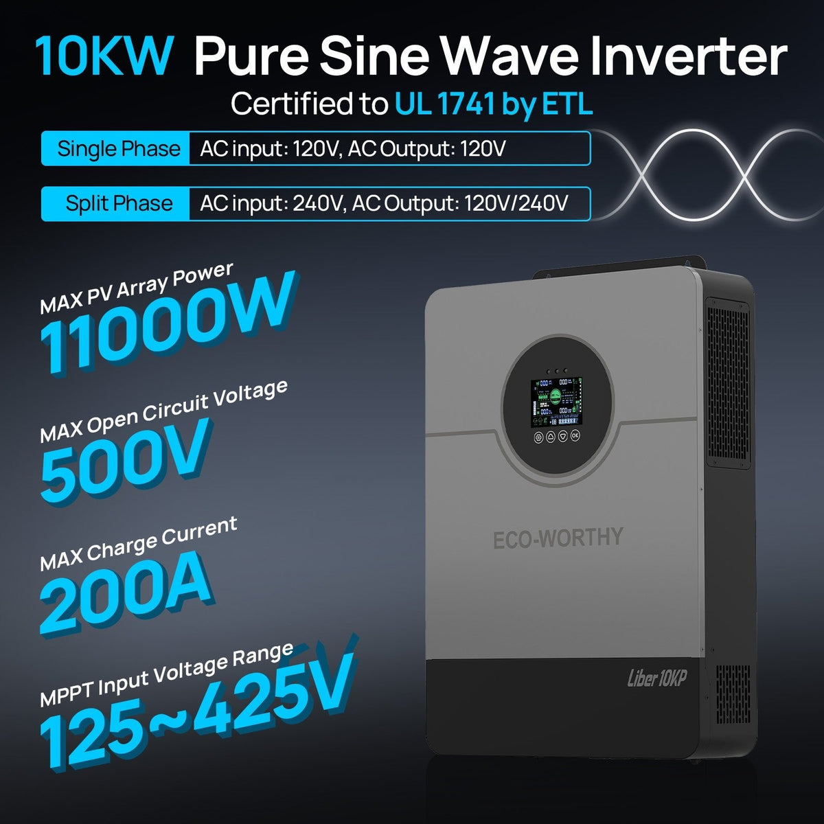 ECO-WORTHY Liber 10KP Split-Phase AIO Solar Inverter - view 4