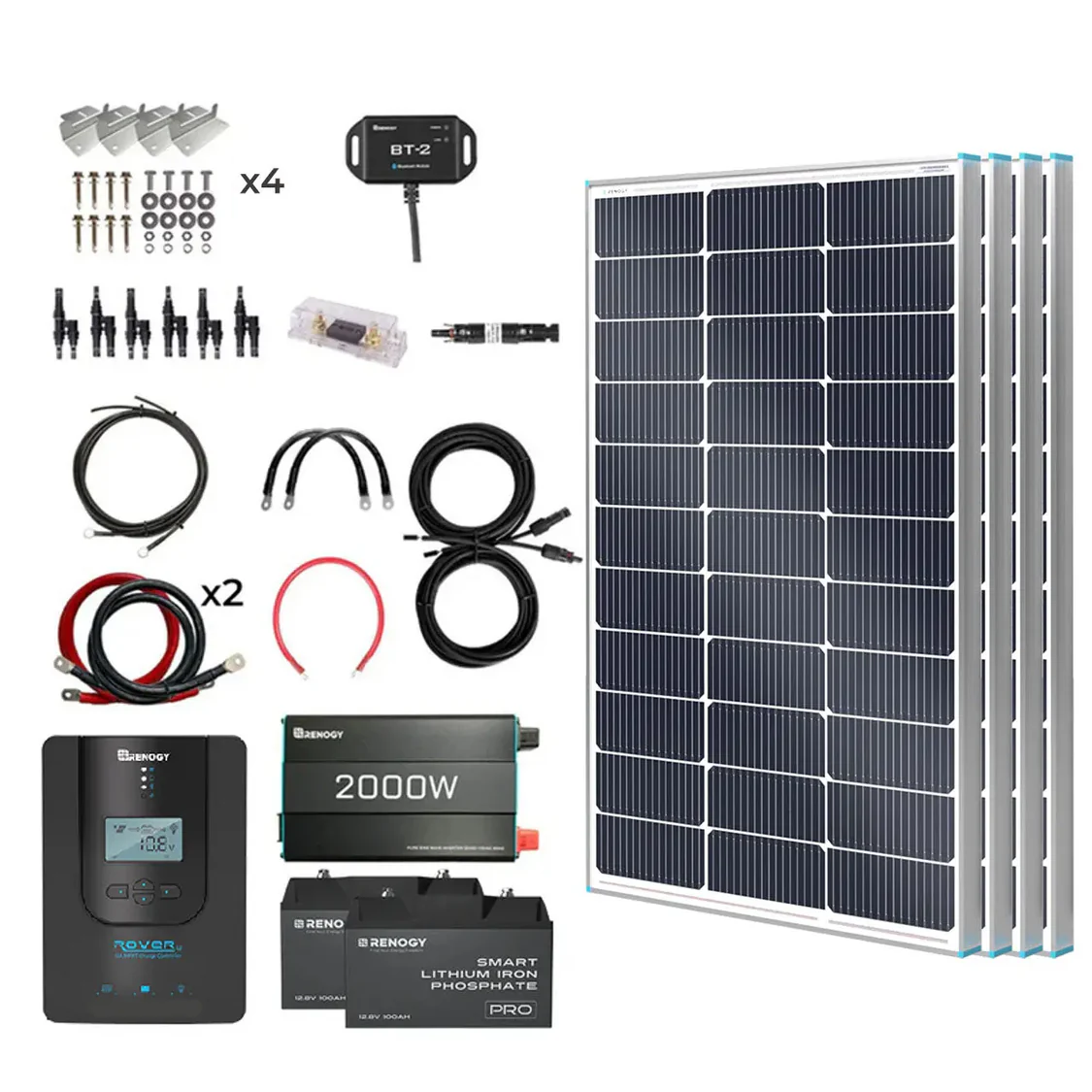 Renogy 400W 12V Complete Solar Kit with 2.4kWh Batteries - view 2