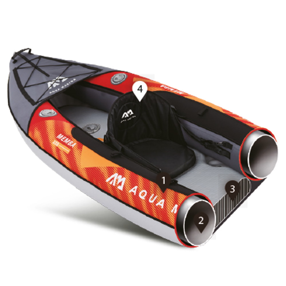 Aqua Marina MEMBA 10'10" Inflatable Touring Kayak | Solo, Drop-Stitch Floor, 242 lbs Payload