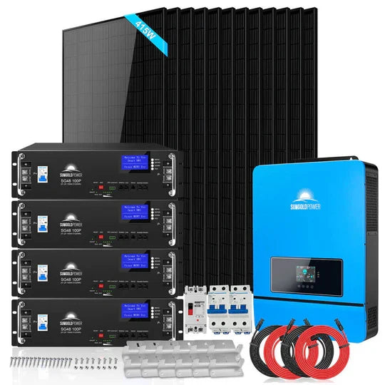 SunGold Off-Grid Solar Kit | 6.5kW or 8kW Split-Phase 120V/240V Inverter, 10.24-20.48 kWh LiFePO4